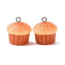 Food Непрозрачные подвески смолы, с платиновыми тоновыми железными петлями, имитация еды, питание, 19~19.5x18~19x19~19.5 мм, отверстие : 2 мм