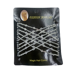 Белый Производители железных булочек для волос, эластичные двойные гребни для волос, со стеклянными бисеринами, белые, 90x80 мм