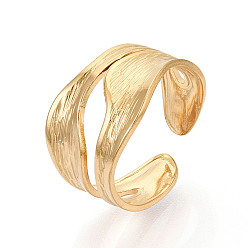 Настоящее золото 18K Ионное покрытие (ip) 304 кольцо манжеты из нержавеющей стали, широкая полоса кольца, открытое кольцо для женщин и девочек, реальный 18 k позолоченный, размер США 8 (18.1 мм)
