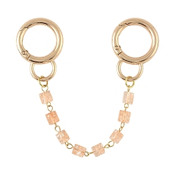 Light Salmon Glass Link Bag Extender Chains, with Alloy Spring Gate Rings, Bag Replacement Accessories, Light Salmon, 183mm