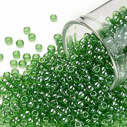 (108) Transparent Luster Lime Green Круглые бусины toho, японский бисер, (108) прозрачный блеск салатовый, 8/0, 3 мм, отверстие : 1 мм, Около 10000 шт / фунт