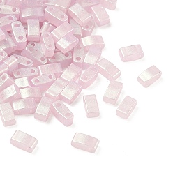 Pink Стеклянные подвески-слайды, прямоугольные, розовые, 5x2.5x2 мм, отверстие : 0.8 мм, около 200 шт / упаковка