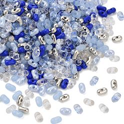 Синий Светящиеся акриловые бусины разных стилей, арахис, светится в темноте, синие, 6.5~7x4x3~3.5 мм, отверстие : 1.4 мм, 10000 шт / 500 г