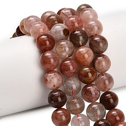 Rutilated Кварц Натуральный красный Rutilated кварцевые нити бисера, круглые, 10 мм, отверстие : 1.2 мм, около 33 шт / нитка, 15.16'' (38.5 см)