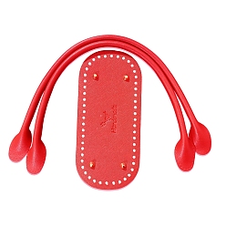 Красный Pu кожа вязание крючком овальные сумки дно и ручки сумки, красные, 520мм(с рукотворным словом)