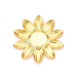 Золотой Железные филигранные столярные изделия кабошоны, гравированные металлические украшения, цветок, золотые, 38x36x1.5 мм, лоток : 12 мм