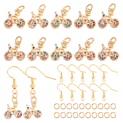 Золотой Наборы для изготовления сережек diy, в том числе 10 шт. латунные брелоки с кубическим цирконием в микроположении, 20 шт. 304 соединительные кольца из нержавеющей стали и 10 шт. Латунные крючки для серег., золотые, 11x11.5x2 мм, отверстие : 2.5 мм