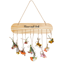 Mixed Color 1 Bag Oval Pine Wood Herb Drying Rack, with 10M Jute Twine, Mixed Color, 39.9x9.9x1.6cm