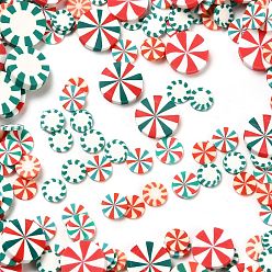 Плоский Круглый Рождественская тема ручной работы из полимерной глины кабошоны, плоско-круглые, 4.5-10.5x0.5-2 мм