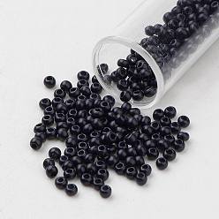 Черный Fgb 6/0 круглый стеклянный бисер класса А, спекающийся лак, чёрные, 4x3 мм, отверстие : 1 мм, Около 4500 шт / фунт