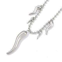 Платина Стойка латунь латунь итальянский рог cornicello нагрудник ожерелья, без кадмия и без свинца, долговечный, платина, 16.81 дюйм (42.7 см)