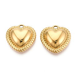 Настоящее золото 14K 304 подвески из нержавеющей стали, шарма сердца, ионное покрытие (ip), реальный 14 k позолоченный, 20x19.8x6 мм, отверстие : 1.4 мм