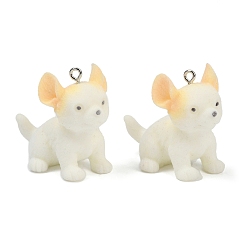 Белый Дым Кулоны из флокированной смолы, собака, с железной платиной петлей, серый, 33x23x36 мм, отверстие : 2 мм