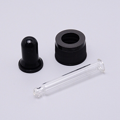 Schwarz Glastropfer mit gerader Spitze, mit Gummibirne und Schraubverschluss, für Tropfflaschen aus ätherischen Glasölen, Schwarz, 63x21mm, Kapazität: 5 ml