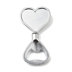 Сердце Элемент кабошона для открывания бутылок из цинкового сплава, настройки безеля, платина, сердце, 82x42.5x11.5 мм, лоток : 35.5x37.5 мм