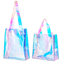 Разноцветный Прозрачный мешок для лазера из пвх, сумка, для подарочной или подарочной упаковки, квадратный, красочный, готовое изделие: 32x20x8 см, 2 шт / комплект