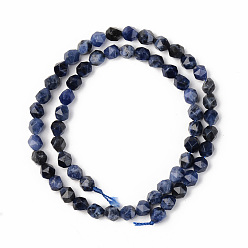 Sodalite Natural Brazil Sodalite Beads Strands, Star Cut Round Beads, Faceted, 5~6x6mm, Hole: 1mm, about 59~60pcs/strand, 14.76 inch(37.5cm)