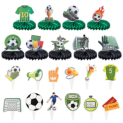 Mixed Color 2Bags 2 Styles Football Theme Paper Cake Toppers, Cake Insert Cards, for Cake Decoration, Mixed Color, 68~86x35~58x0.2mm