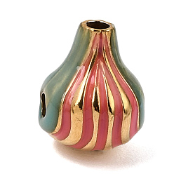 Sandy Brown 304 Stainless Steel Enamel Beads, Vase Shape, 3 Hole Guru Beads, Golden, Sandy Brown, 15x12x12mm, Hole: 2.5mm