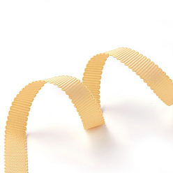 Золотистый Полиэстер Grosgrain ленты, петершам лента, для изготовления ювелирных изделий, золотые, 3/8 дюйм (10 мм), 50yards / рулон (45.72 м / рулон)