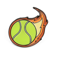 Tennis Спортивная брошь из сплава с эмалью, Изысканные черные застежки для лацканов для женщин и мужчин, пылающий шар, зеленый желтый, большой теннис, 25x32 мм