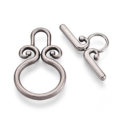 Ring 304 из нержавеющей стали застежками тумблеры, интегрированный литье ювелирные изделия соединитель пряжка браслет ожерелье аксессуары, компоненты для самодельных украшений, цвет нержавеющей стали, кольцо, 23x15x2 мм, бар: 22x10x2 mm