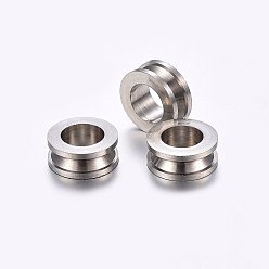 Stainless Steel Color Tarnish Resistant 201 Stainless Steel Beads, Flat Round, Stainless Steel Color, 10x4mm, Hole: 6mm