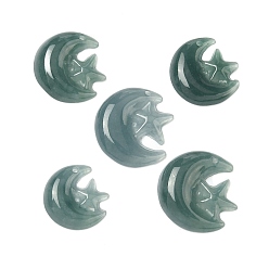 Бирманский Нефрит Подвески из натурального жадеита, луна со звездным шармом, 13~17.5x13~18.5x3~4 мм, отверстие : 1 мм