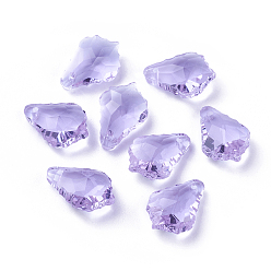 Medium Purple Faceted Glass Pendants, Leaf, Medium Purple, 16x11x6mm, Hole: 1.5mm