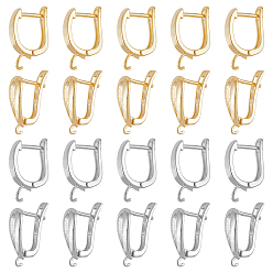 (52) Непрозрачная лаванда 24шт. 4 стили латунные серьги-кольца фурнитура, с защелкой сзади и горизонтальными петлями, долговечный, золотой и серебряный, 16.5~19.5x11~12x2.5~5 мм, отверстие : 1.2~2 мм, штифты : 0.9 мм, 6 шт / стиль
