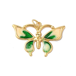 Бежевый Подвески из латуни с эмалью в стойку, с целью перехода в кольце, без кадмия и без свинца, долговечный, реальный 18 k позолоченный, очарование бабочки, бежевые, 18x26.5x1.2 мм, отверстие : 3.5 мм