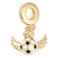 Белый Стойка покрытие латунь эмаль спортивные европейские подвески, футбольное крыло с большими отверстиями подвески, реальный 18 k позолоченный, долговечный, без кадмия и без свинца, белые, 22 мм, отверстие : 4.5 мм, Кулон : 12.5x15x6.5 мм