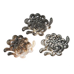 черная губная раковина Натуральная черная ракушка для губ с резными кабошонами, цветок, 24x33.5x2.5 мм