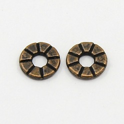 Красная Медь Разделители для бусин, тибетский стиль, без кадмия и без свинца, красная медь, цветка сливы, 8x1.5 мм, отверстие : 3 мм