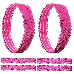 Tief rosa Breites, dehnbares, glitzerndes Stirnband, elastisches Pailletten-Stirnband, Haar-Accessoires für Mädchen, tief rosa, 205~210x25~27x1.5~3.5 mm