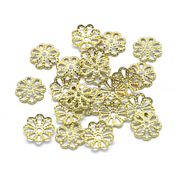 Без Покрытия Шапочки и конусы для бусин, латунные, без свинца, без кадмии и без никеля, мульти-лепесток, сырой (без покрытия), 8x1.5 мм, отверстие : 1 мм