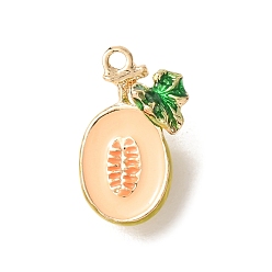 Cantaloupe Подвески из эмали и сплава, фруктовые прелести, золотые, подвески в виде дыни, 18.5x11x9 мм, отверстие : 1.5 мм