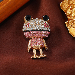 Бледно-Розовый Брошь из цинкового сплава с фианитами, мультфильм лягушка, розовый жемчуг, 29x48 мм