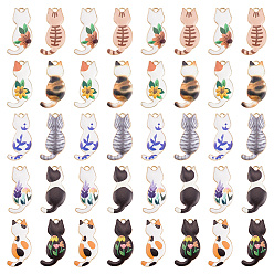 (52) Непрозрачная лаванда 40шт 10 цвета подвески из эмалированного сплава с покрытием, золотой свет, кошачье очарование, разноцветные, 30x15x2 мм, отверстие : 2 мм, 4 шт / цвет