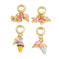 Mixed Shapes Латунные эмалированные европейские подвески с подвесками, Подвески с большими отверстиями, реальный 18 k позолоченный, стойки покрытие, долговечный, без кадмия и без свинца, разноцветные, разнообразные, 25~30 мм, отверстие : 5.5 мм