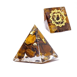 Тигровый глаз Чакра ювелирные изделия йога, оргонитовая пирамида, фигурки из смолы, с натуральными чипсами тигрового глаза внутри статуй для украшения домашнего офиса, 20 мм