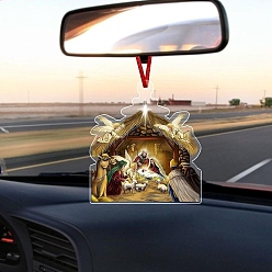 Золотистый Рождение акриловых подвесных украшений juses, для украшения зеркала заднего вида автомобиля, золотые, Кулон : 80 мм