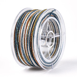 Разноцветный 27м сегментные окрашенные круглые полиэфирные витые шнуры, с пластиком для животных, для изготовления ювелирных изделий, красочный, 1 мм, около 29.53 ярдов (27 м) / рулон