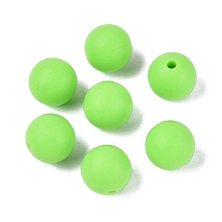 Зеленый газон Пищевые экологически чистые силиконовые бусины, круглые, зеленый газон, 8~10 мм, отверстие : 1~2 мм