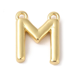 Letter M Стойки обшивки латунные подвески, долговечный, без свинца и без кадмия, письмо амулеты, реальный 18 k позолоченный, Буква М, 11x9x2 мм, отверстие : 1 мм