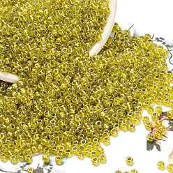 (1013) Silver Lined Peridot Luster Тохо 8/0 круглые бусины, японский бисер, (1013) перидот с серебряной подкладкой, 3 мм, отверстие : 1 мм, Около 1110 шт / 50 г