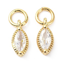 Real 18K Gold Plated Brass Cubic Zirconia Charms, with Jump Ring, Long-Lasting Plated, Lead Free & Cadmium Free, Oval, Real 18K Gold Plated, 9.5x4.3x3.4mm