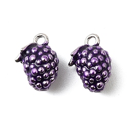 Винограды Латунь эмаль прелести, без кадмия, без никеля и без свинца, Реальная платина, фрукты, винограды, 12.5x8x7 мм, отверстие : 1.6 мм