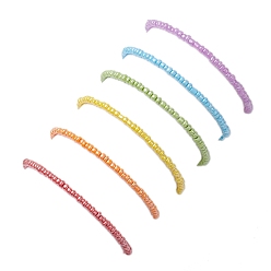 Color mezclado 6 Juego de pulseras de cuentas acrílicas con forma de oso estilo arcoíris para niños, con perlas de cristal de la semilla, color mezclado, 1/8 pulgada (0.3~0.35 cm), diámetro interior: 1-3/4 pulgada (4.6 cm), 6 PC / sistema