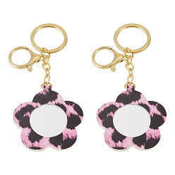 Цветок 2шт. брелоки-зеркала из полиуретана, Сплав с застежками когтя омара, золотые, цветок, 125 мм